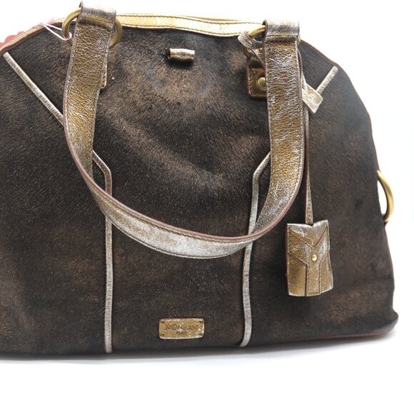 Yves Saint Laurent Large Muse Gold Metallic Pony Hair & Leather Bag - Picture 9 of 9